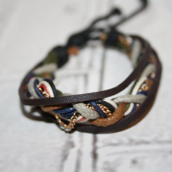 Beautiful brown and colorful cord bracelet adjustable - Picture 1 of 3